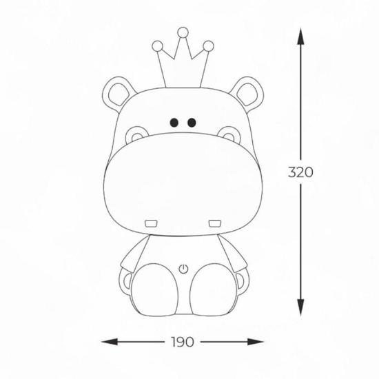 Lampada hippo porpora da comodino per cameretta bambina