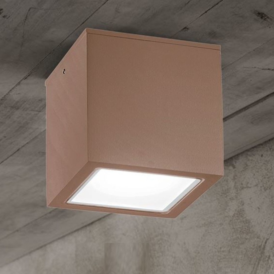 Ideal lux techo pl1 small faretto cubo da soffitto per esterno corten