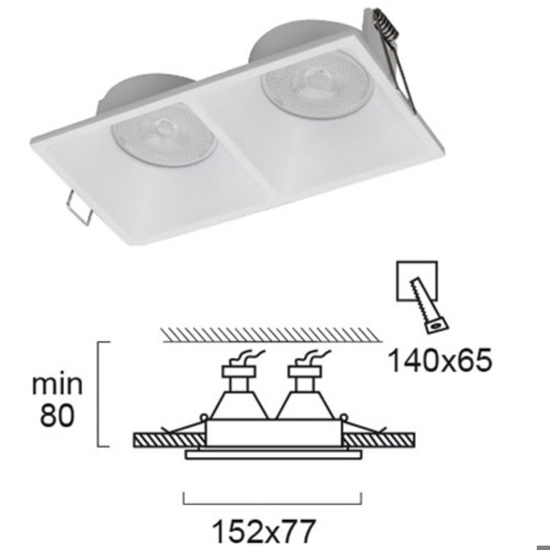 Faretto da incasso cestello bianco per cartongesso 2 luci