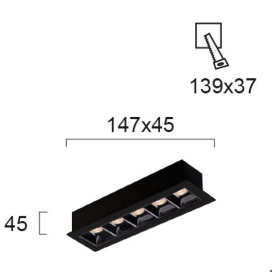 Faretto  incasso nero cestello 11w 3000k per controsoffitti