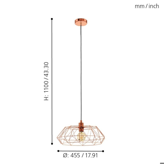 Lampadario per cucina moderna rame lucido