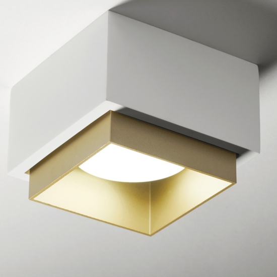 Plafoniera moderna quadrata bianco oro syme sforzin