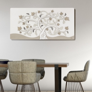 Quadro di legno albero della vita 119x59 moderno bianco rovere