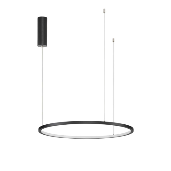 Lampadario sospensione cerchio nero 60cm led 37w 3000k moderno