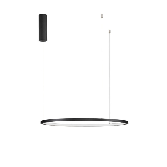 Lampadario sospensione cerchio nero 60cm led 37w 3000k moderno