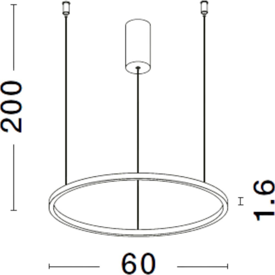 Lampadario sospensione cerchio nero 60cm led 37w 3000k moderno