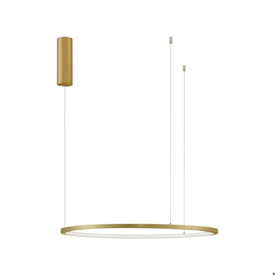 Lampadario sospensione cerchio 60cm sottile oro led 37w 3000k