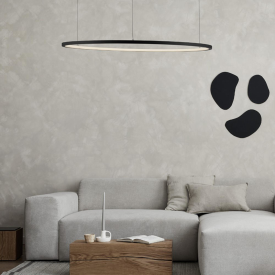 Lampadario cerchio nero 80cm led sospensione per soggiorno