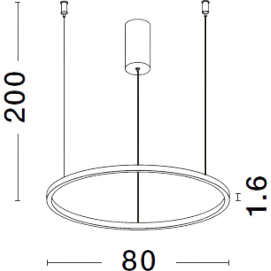 Lampadario cerchio nero 80cm led sospensione per soggiorno