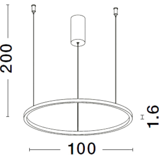 Lampadario cerchio 100cm nero sospensione led dimmerabile