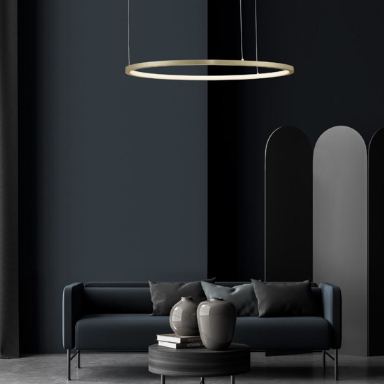 Lampadario cerchio oro 100cm sospensione led per salone