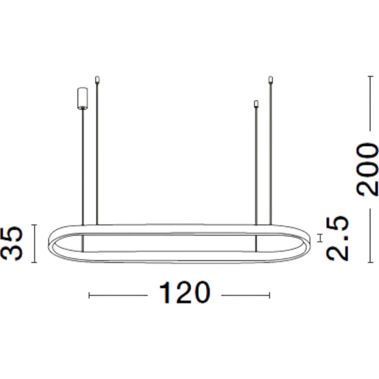 Lampadario ovale nero led 56w 3000k moderno per cucina