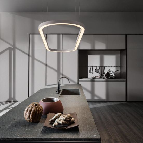 Lampadario ovale bianco led per cucina moderna