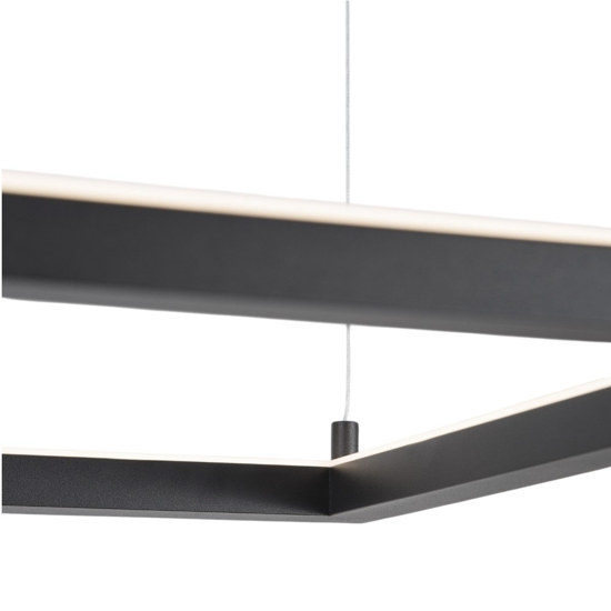 Lampadario quadrato 100cm nero moderno led 50w 3000k dimmerabile