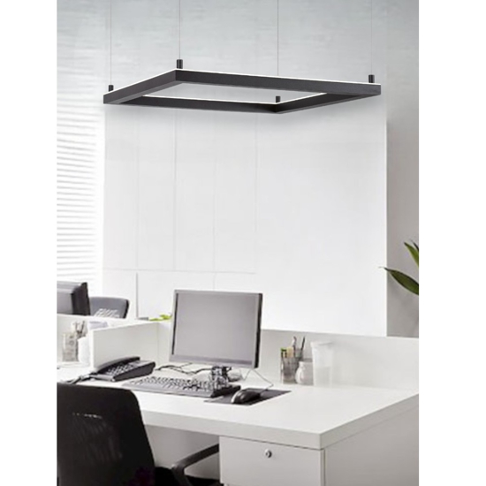 Lampadario quadrato 100cm nero moderno led 50w 3000k dimmerabile