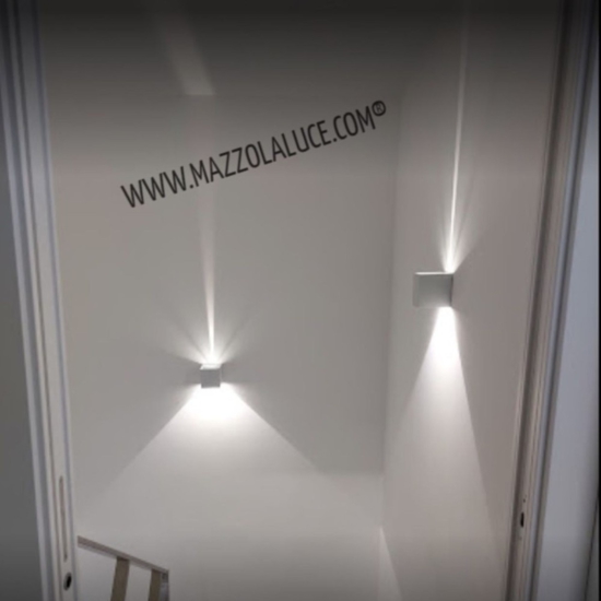 Ideal lux rubik ap 4000k applique per esterno cubo bianco 8,5w