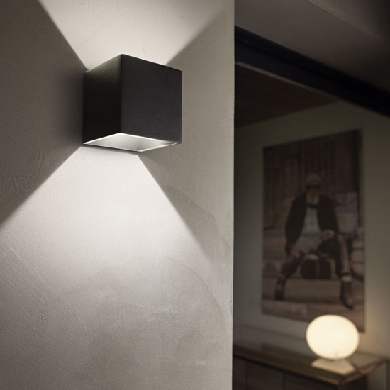 Ideal lux rubik ap 4000k applique per esterno cubo bianco 8,5w