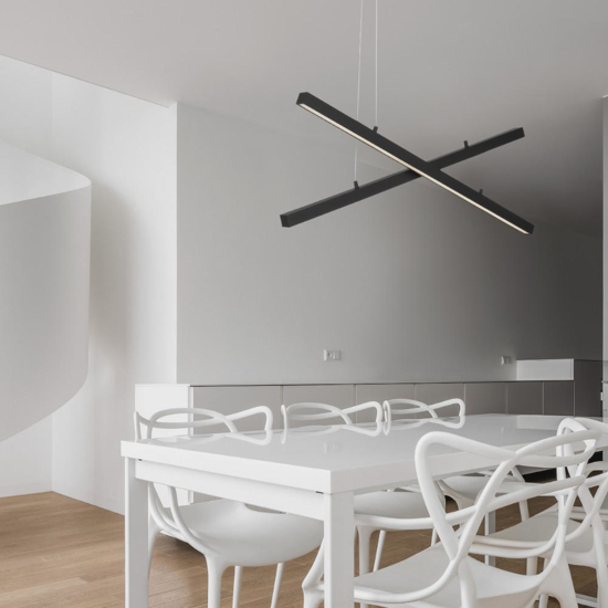 Lampadario x design moderno led nero per soggiorno