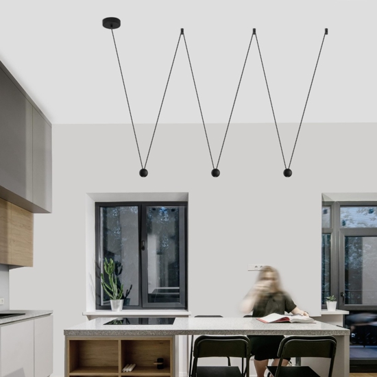 Lampadario led a sospensione ragno nero per cucina