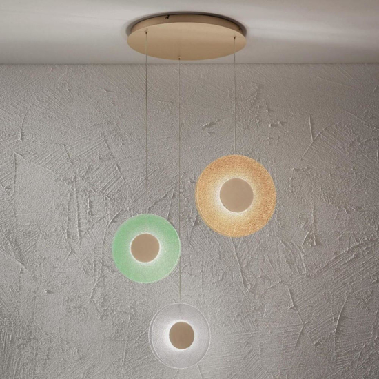 Ondaluce so candy 3 lampadario sospensione vetri colorati led moderno