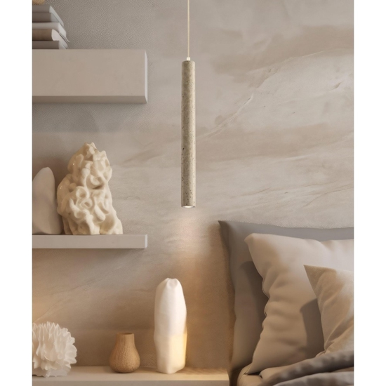 Lampada cilindro a sospensione pietra beige pepe led 7w 3000k