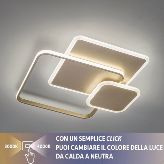 Plafoniera led 60w 3000k 4000k quadrati colore sabbia vivida