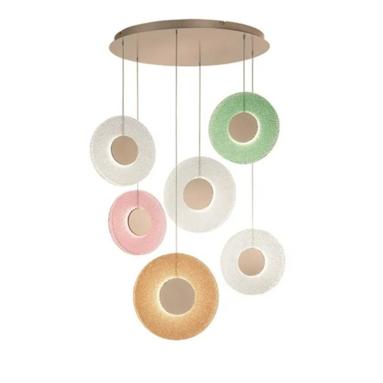 Ondaluce so candy 6 lampadario a sospensione vetri multicolor led