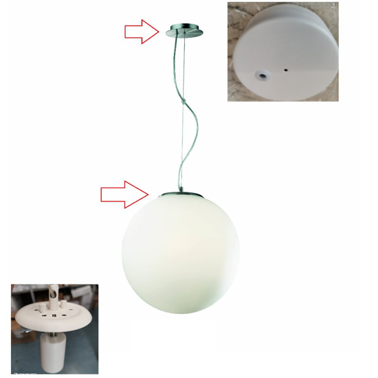 Mapa sp1 d20 ideal lux lampada a sospensione sfera vetro bianco 20cm