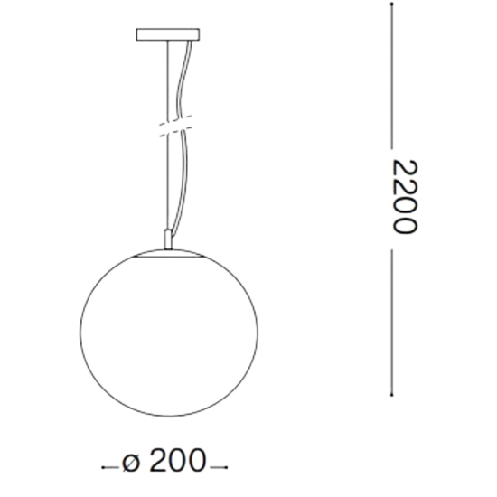 Mapa sp1 d20 ideal lux lampada a sospensione sfera vetro bianco 20cm