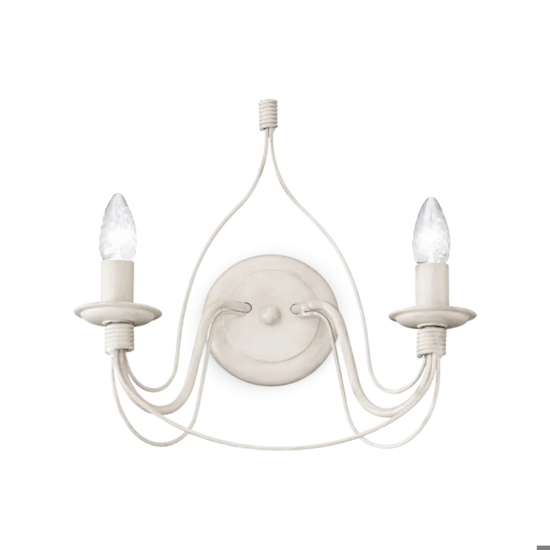 Corte ap2 applique classico ferro battuto bianco anticato 2 luci ideal lux