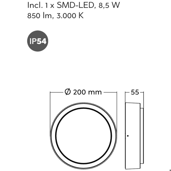 Plafoniera da esterno moderna antracite  8w 3000k