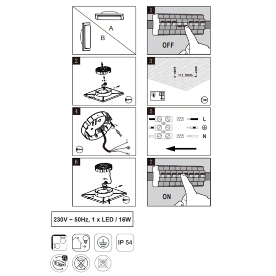 Plafoniera quadra da esterno moderna antracite  16w 3000k ip54