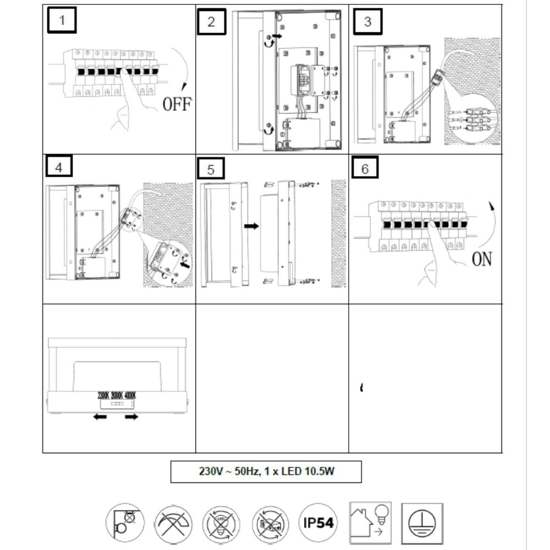 Plafoniera quadrata da esterno antracite  14w cct