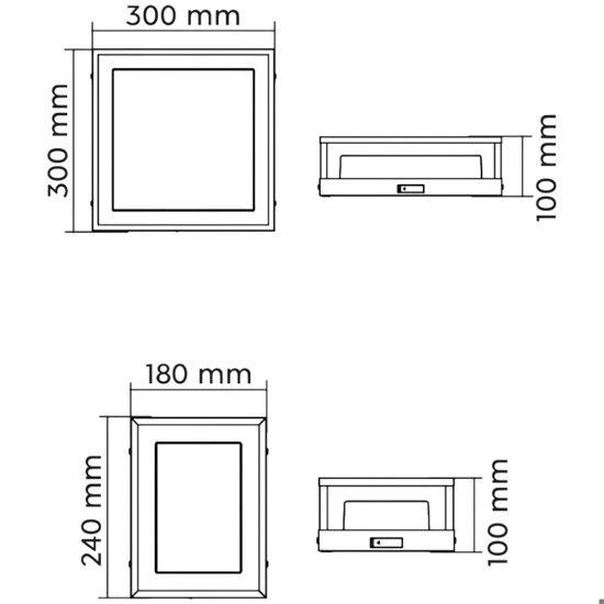 Plafoniera quadrata da esterno antracite  14w cct