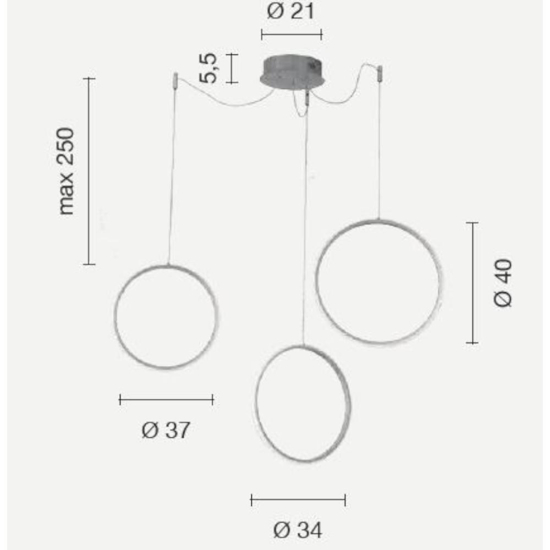 Ondaluce so circus silver lampadario con decentramento led