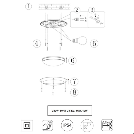 Plafoniera rotonda antracite da esterno