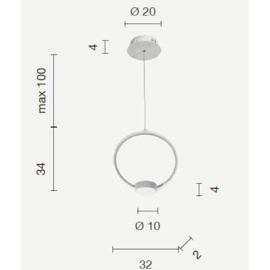 Ondaluce so omega pc nero lampadario a sospensione design led