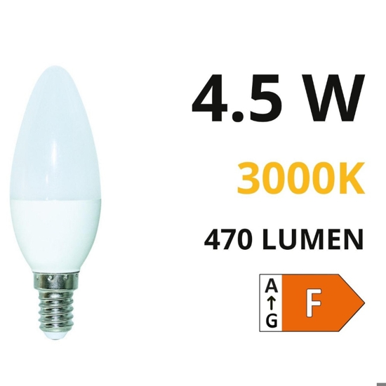 Life lampadina led e14 4,5w 3000k 470lm candela bianco ottica 290