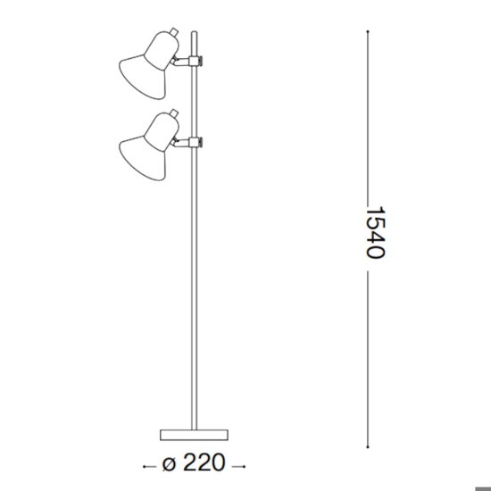 Polly pt2 ideal lux piantana cromata due luci orientabili grigio