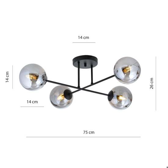 Plafoniera per camera da letto moderna nera sfere di vetro