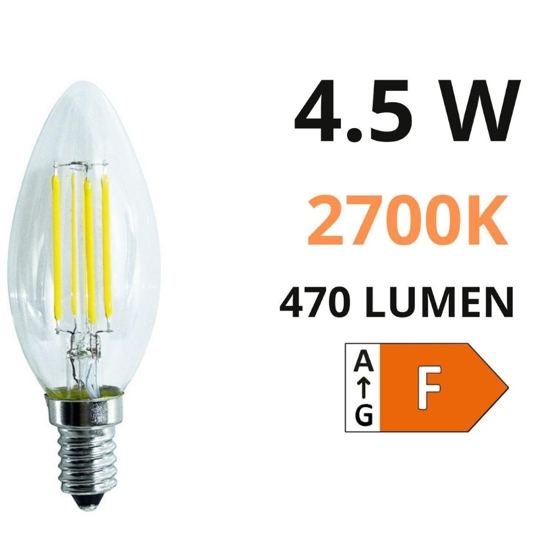 Life lamapdina led e14 4.5w 2700k 470lm oliva trasparente fp