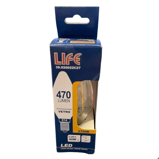 Life lamapdina led e14 4.5w 2700k 470lm oliva trasparente fp