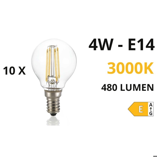 Confezione n10 lampadine e14 led 4w 3000k 480lm sfera ideal lux