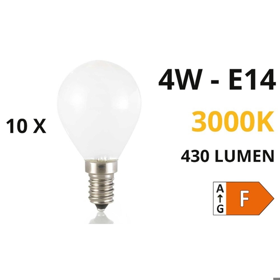 Confezione n10 lampadine e14 led 4w 3000k 430lm sfera bianca ideal lux