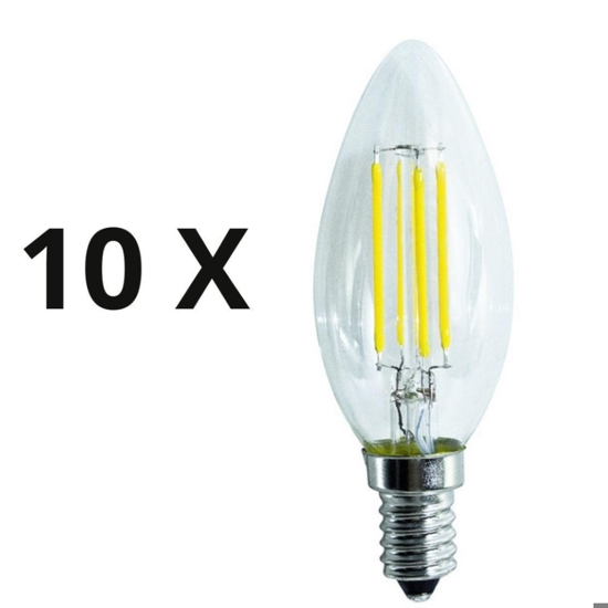 Confezione n10 lampadine e14 led 4w 3000k 470lm oliva trasparente ideal lux