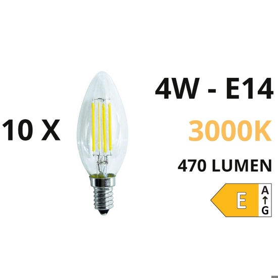 Confezione n10 lampadine e14 led 4w 3000k 470lm oliva trasparente ideal lux