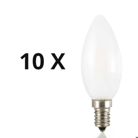 Confezione n10 lampadine e14 led 4w 3000k 370lm vetro oliva bianca ideal lux