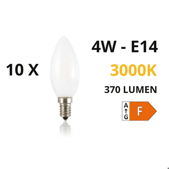 Confezione n10 lampadine e14 led 4w 3000k 370lm vetro oliva bianca ideal lux