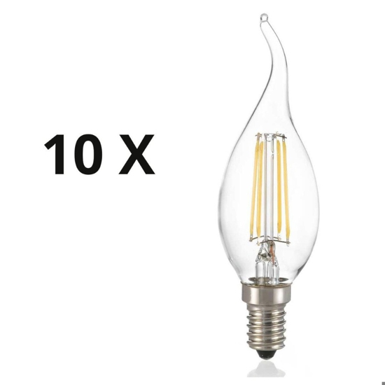 Confezione n10 lampadine e14 led 4w 3000k 430lm trasparente ideal lux