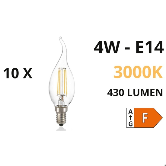 Confezione n10 lampadine e14 led 4w 3000k 430lm trasparente ideal lux